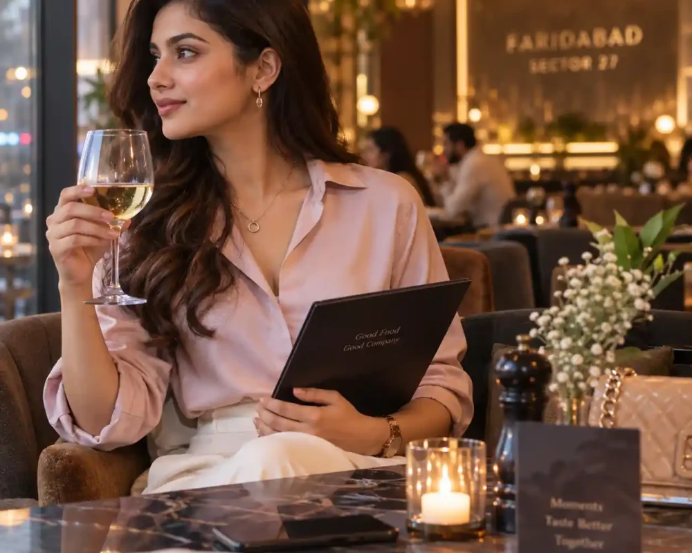 VIP escort in Faridabad enjoying a social dining experience